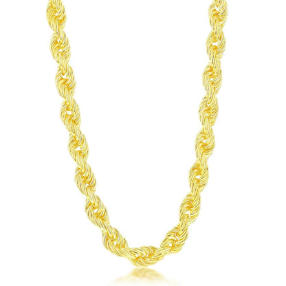 Sterling Silver 9.5mm Loose Rope With CZ Statement Lock Necklace 22" - Johnny Dang & Co