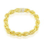 Sterling Silver 11mm Loose Rope With CZ Statement Lock Bracelet - Johnny Dang & Co