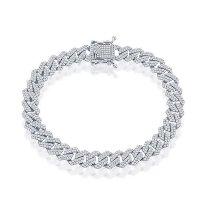 Sterling Silver 8mm Micro Pave Monaco Chain - Johnny Dang & Co