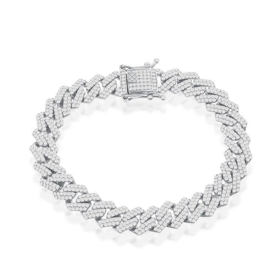 Italian Sterling Silver 10mm Micro Pave Monaco Bracelet - Gold Plated - Johnny Dang & Co