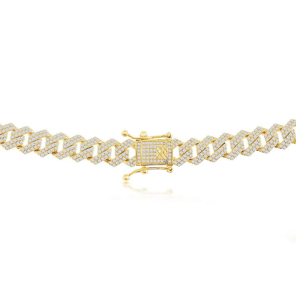 Sterling Silver 8mm Micro Pave Monaco Chain - Gold Plated - Johnny Dang & Co