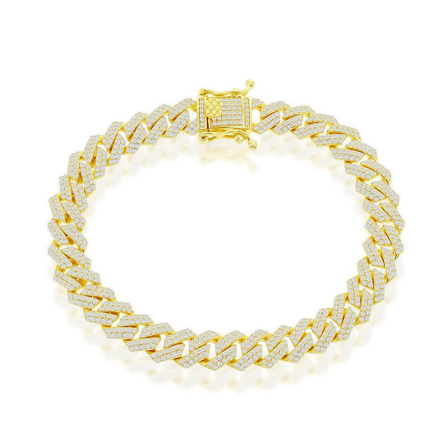 Sterling Silver 8mm Micro Pave Monaco Chain - Gold Plated - Johnny Dang & Co