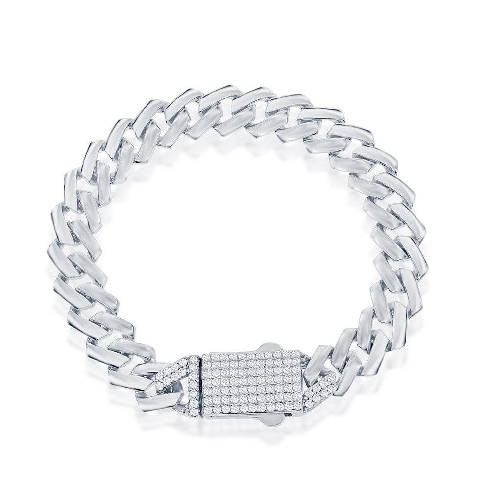 Sterling Silver 9mm Monaco Chain w/Micro Pave CZ Lock - Johnny Dang & Co