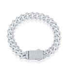 Sterling Silver 9mm Monaco Chain w/Micro Pave CZ Lock - Johnny Dang & Co