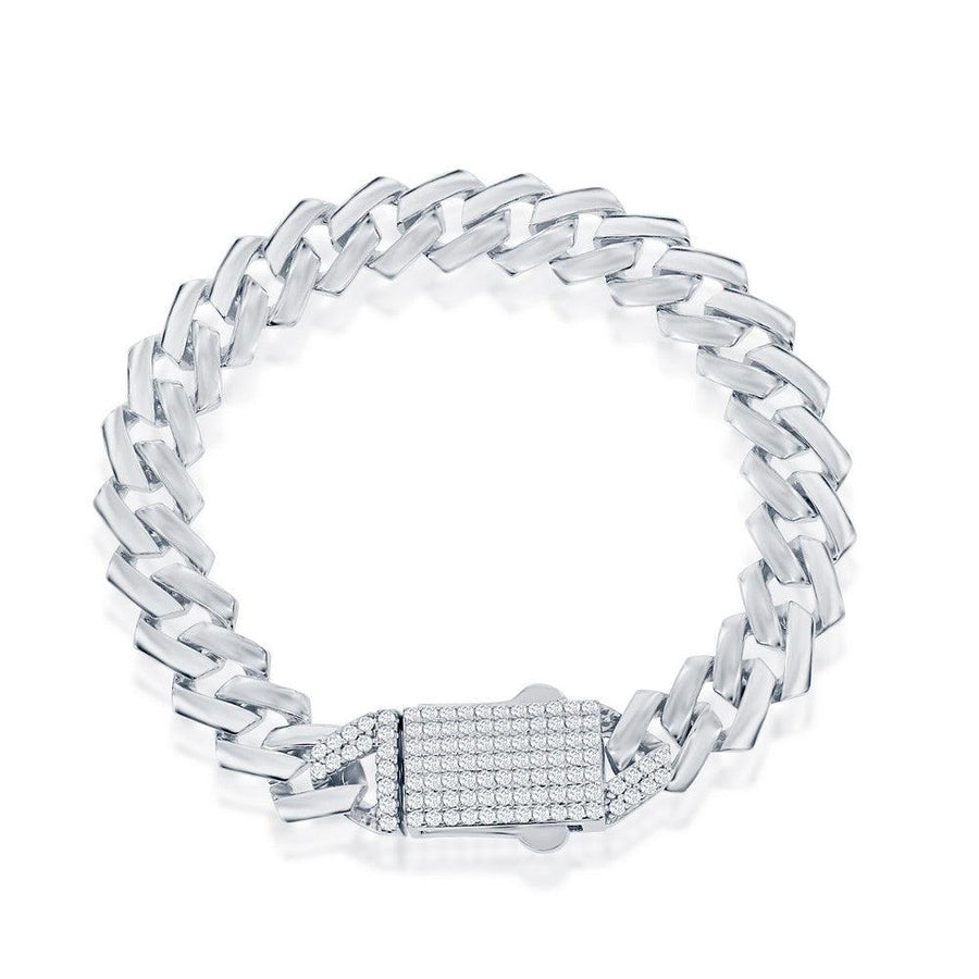 Sterling Silver 9mm Monaco Chain w/Micro Pave CZ Lock - Johnny Dang & Co