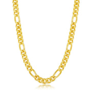 Sterling Silver 6mm "Solid" Mami Cuban Figaro Chain - Gold Plated - Johnny Dang & Co
