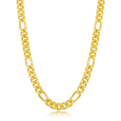 Sterling Silver 6mm "Solid" Mami Cuban Figaro Chain - Gold Plated