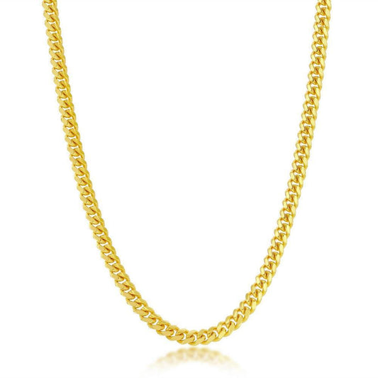 Sterling Silver 4mmSolid' Miami Cuban Chain - Gold Plated - Johnny Dang & Co