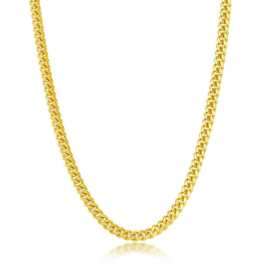 Sterling Silver 4mm 'Solid' Miami Cuban Chain - Gold Plated - Johnny Dang & Co