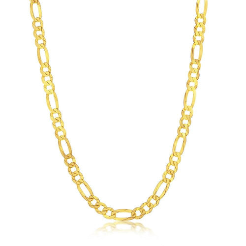 Silver 5mm Figaro Chain Gold Plated 18" 20" 22" 24"