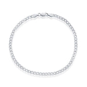 Sterling Silver 3.5mm Cuban Anklet - Rhodium Plated - Johnny Dang & Co