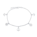 Sterling Silver Alternating Anchor and Ship Wheel Anklet - Johnny Dang & Co