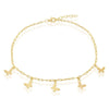Sterling Silver Butterfly Charms Paperclip Anklet - Gold Plated - Johnny Dang & Co