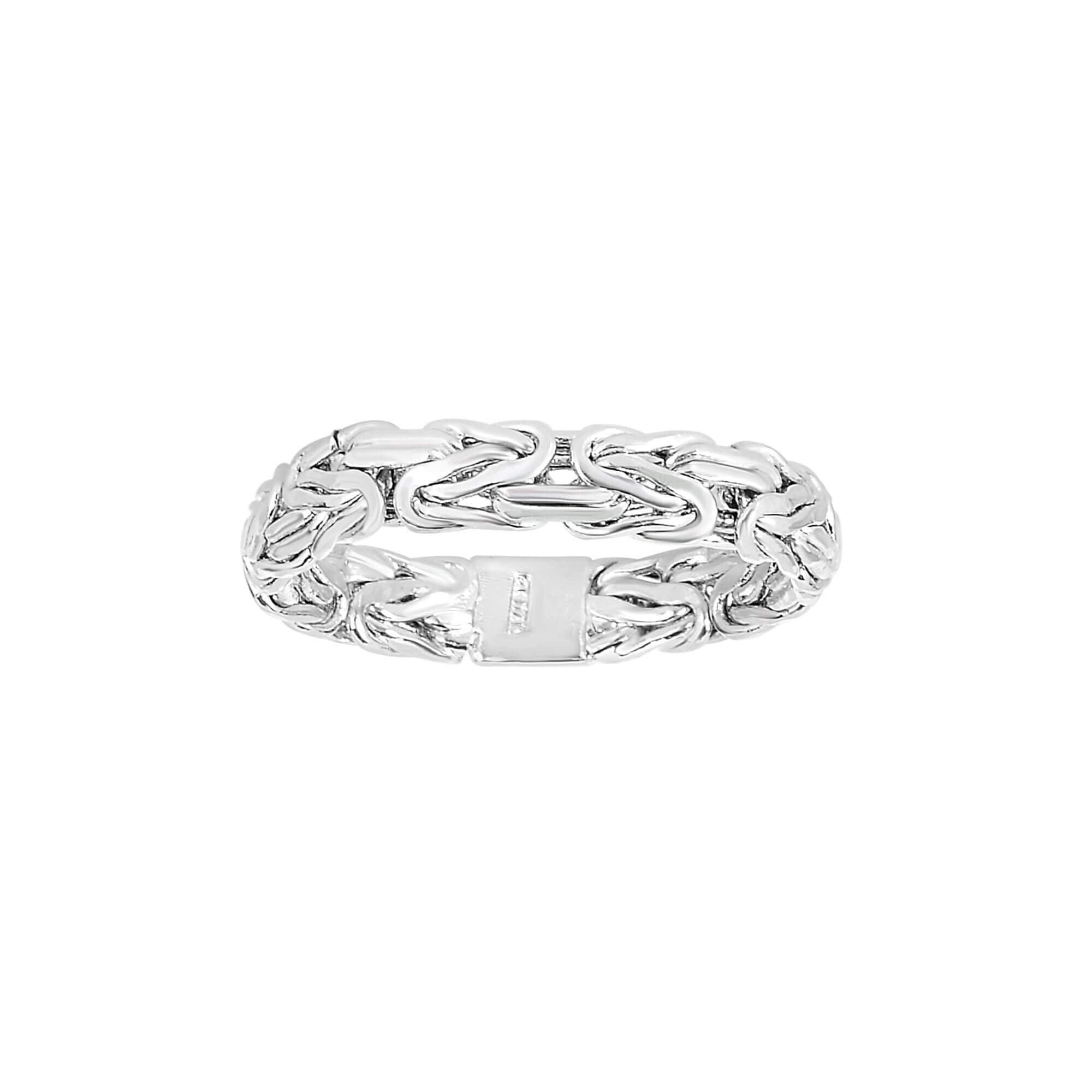 14kt White Gold 4.1mm Shiny Byzantine Band Type Size 07 Ring - Johnny Dang & Co