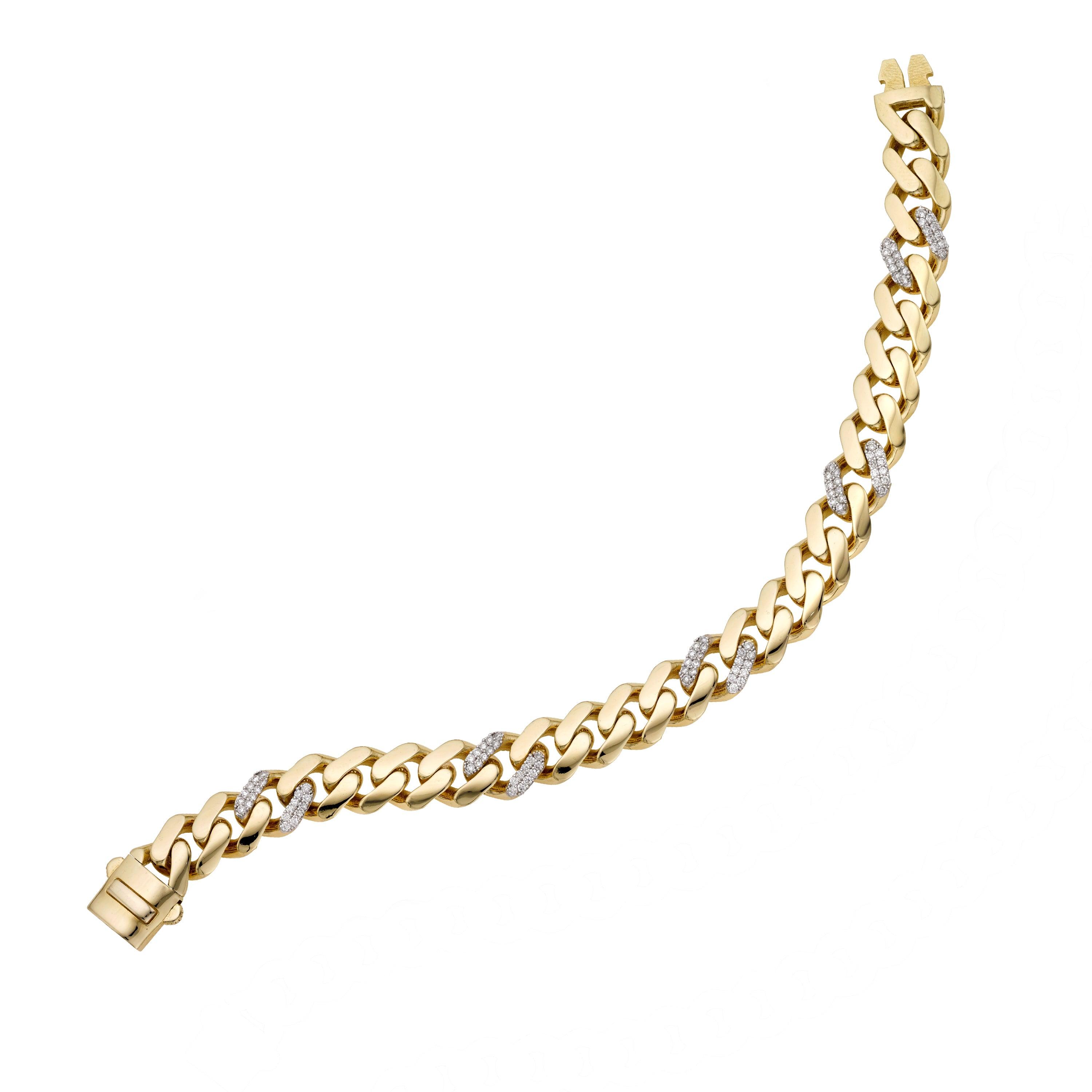 14K Gold 9.5mm Lite Miami Cuban with Diamond Stations - Johnny Dang & Co