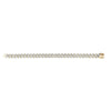 14kt Gold 8 inches Yellow Finish 9.5mm White Pave Curb Link Bracelet with Box Clasp + 1.0200ct 1.1mm White Diamond - Johnny Dang & Co