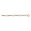 14kt Gold 8.5 inches Yellow Finish 13.5mm White Pave Curb Link Bracelet with Box Clasp + 1.4100ct 1.6mm White Diamond - Johnny Dang & Co