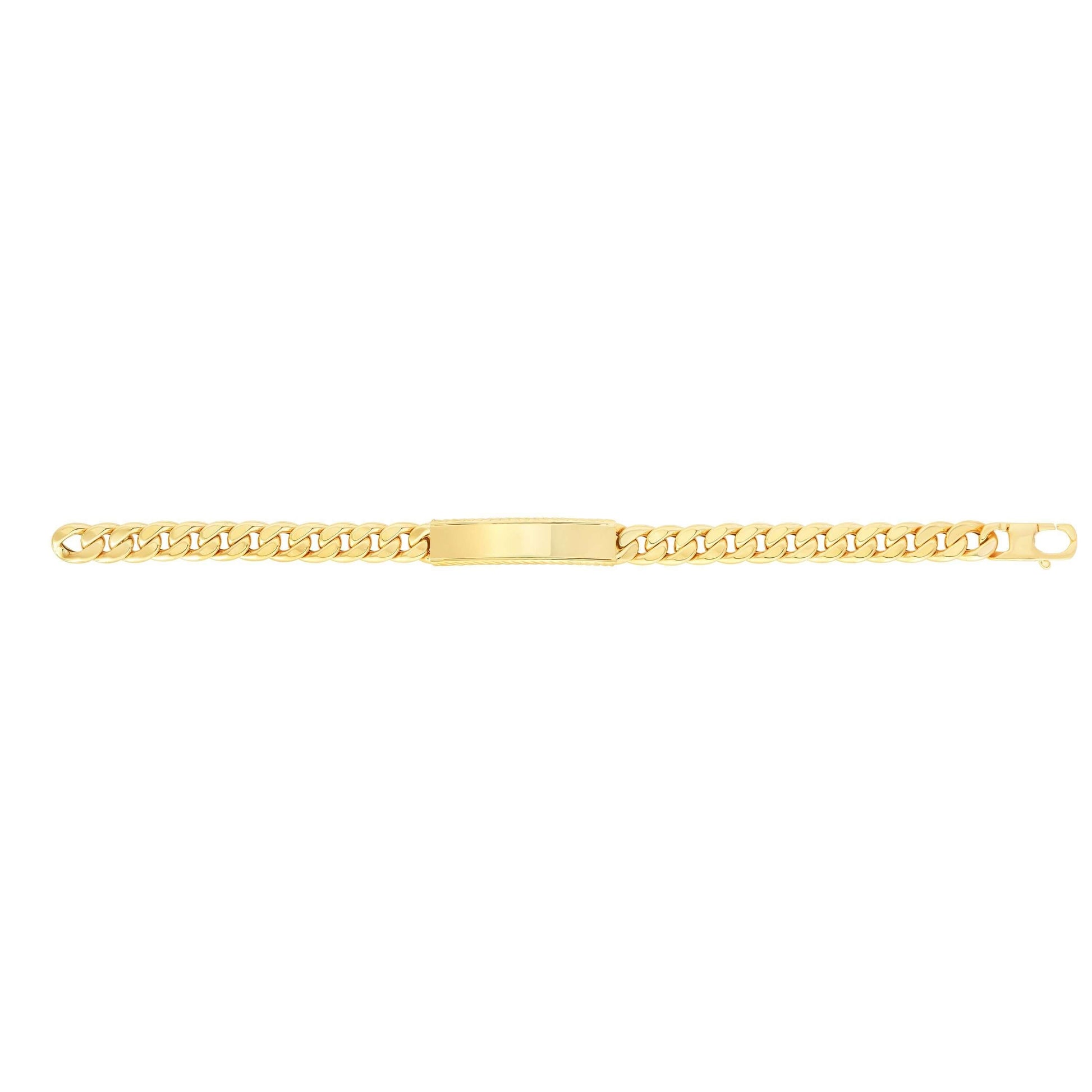 14kt Gold 8 inches Yellow Finish 9.5x47mm(CE).8.4mm(Ch) Polished ID Bracelet with Lobster Clasp - Johnny Dang & Co