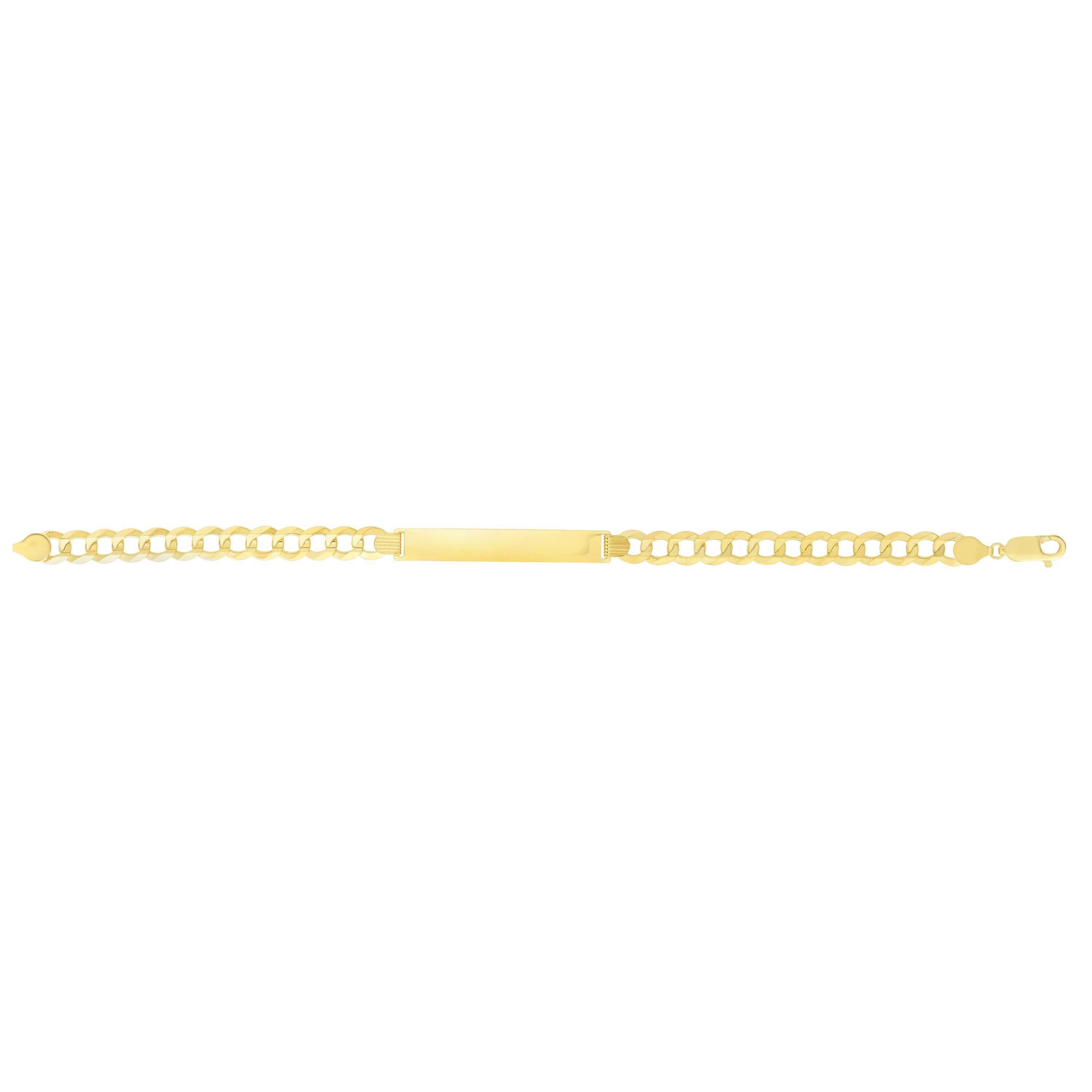14kt Gold 8.5 inches Yellow Finish 6.7x45.7mm(CE),7.07mm(Ch) Polished Curb ID Bracelet with Lobster Clasp - Johnny Dang & Co