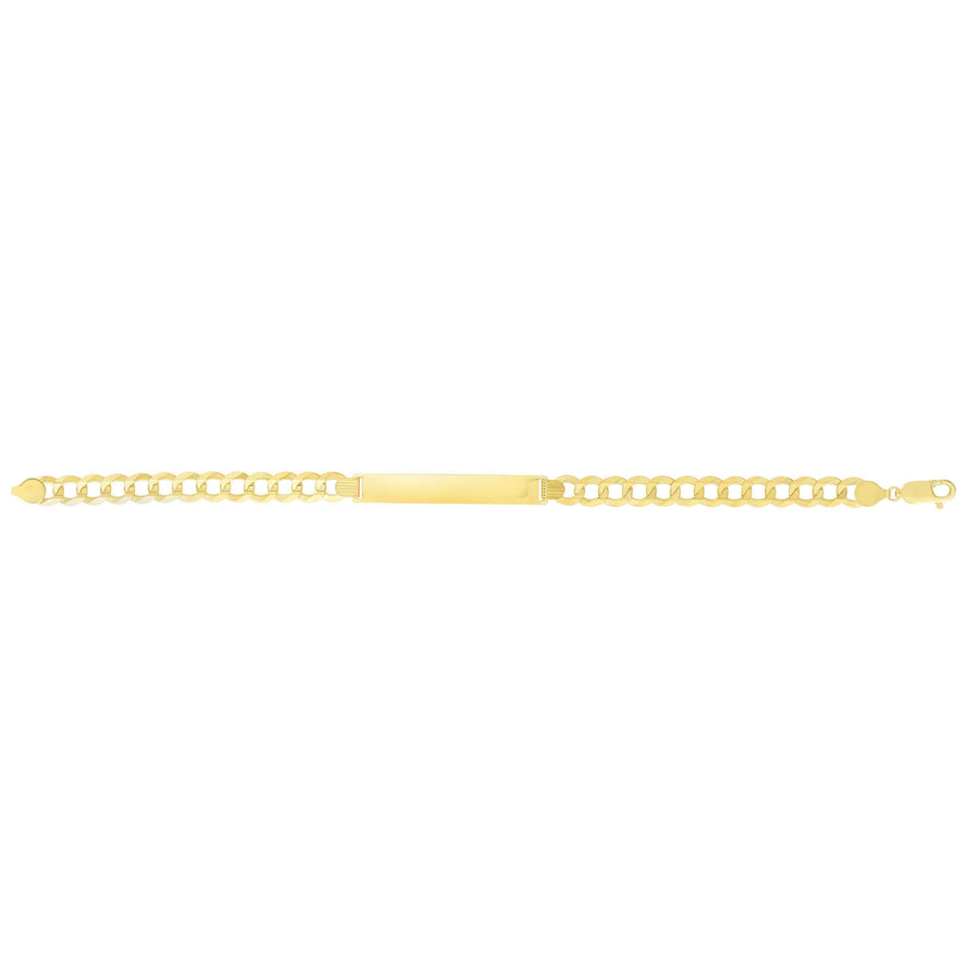 14kt Gold 8.5 inches Yellow Finish 6.7x45.7mm(CE),7.07mm(Ch) Polished Curb ID Bracelet with Lobster Clasp - Johnny Dang & Co