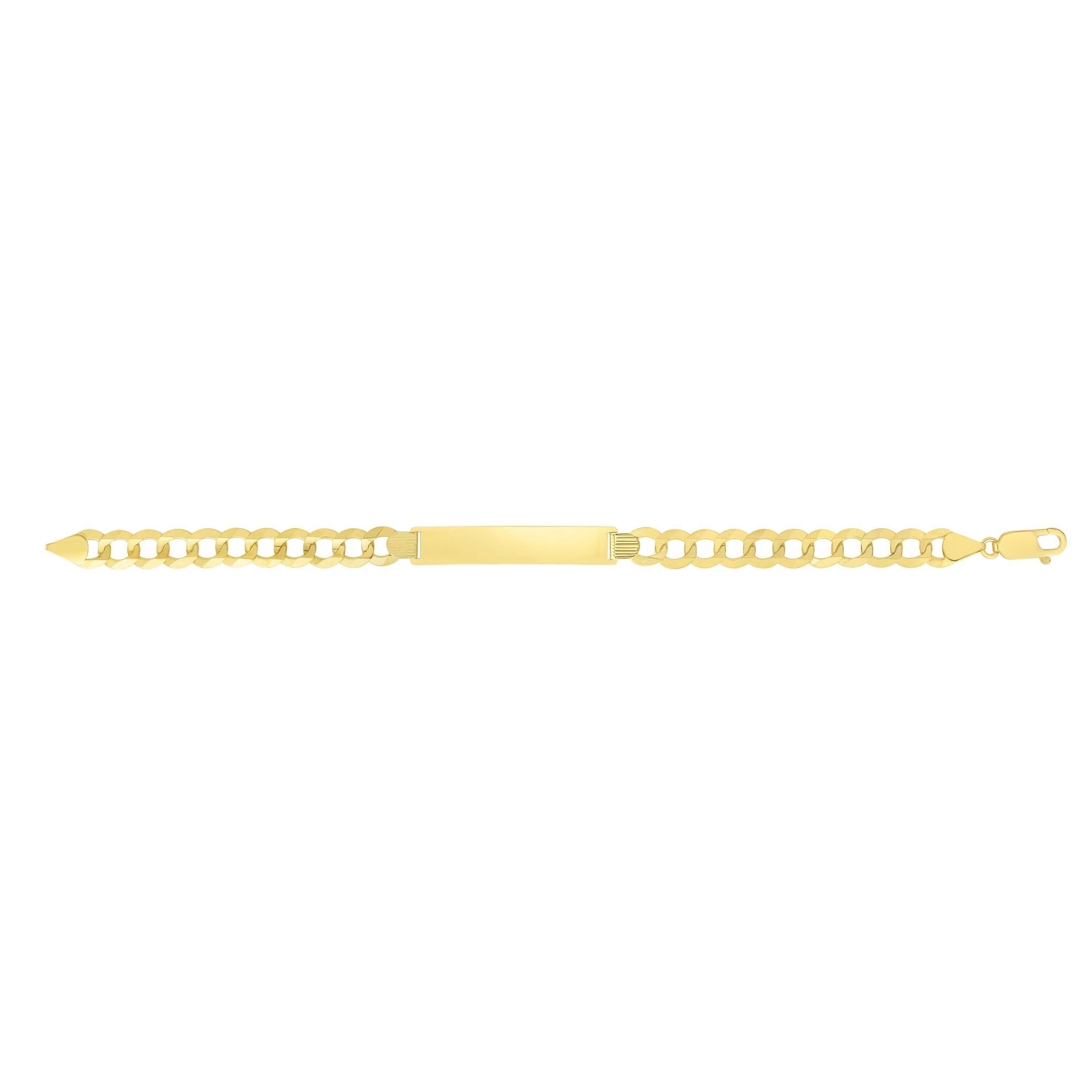 14kt Gold 8.5 inches Yellow Finish 8.3x45.5mm(CE),8.35mm(Ch) Polished Curb ID Bracelet with Lobster Clasp - Johnny Dang & Co