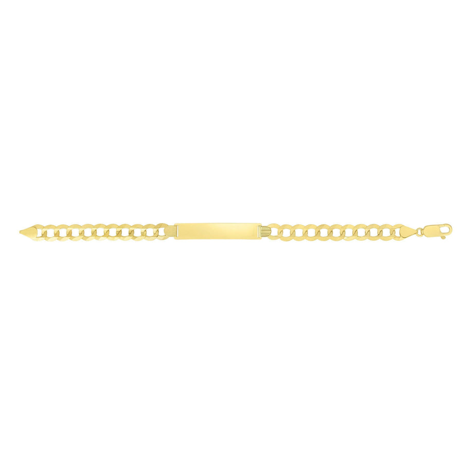 14kt Gold 8.5 inches Yellow Finish 8.3x45.5mm(CE),8.35mm(Ch) Polished Curb ID Bracelet with Lobster Clasp - Johnny Dang & Co