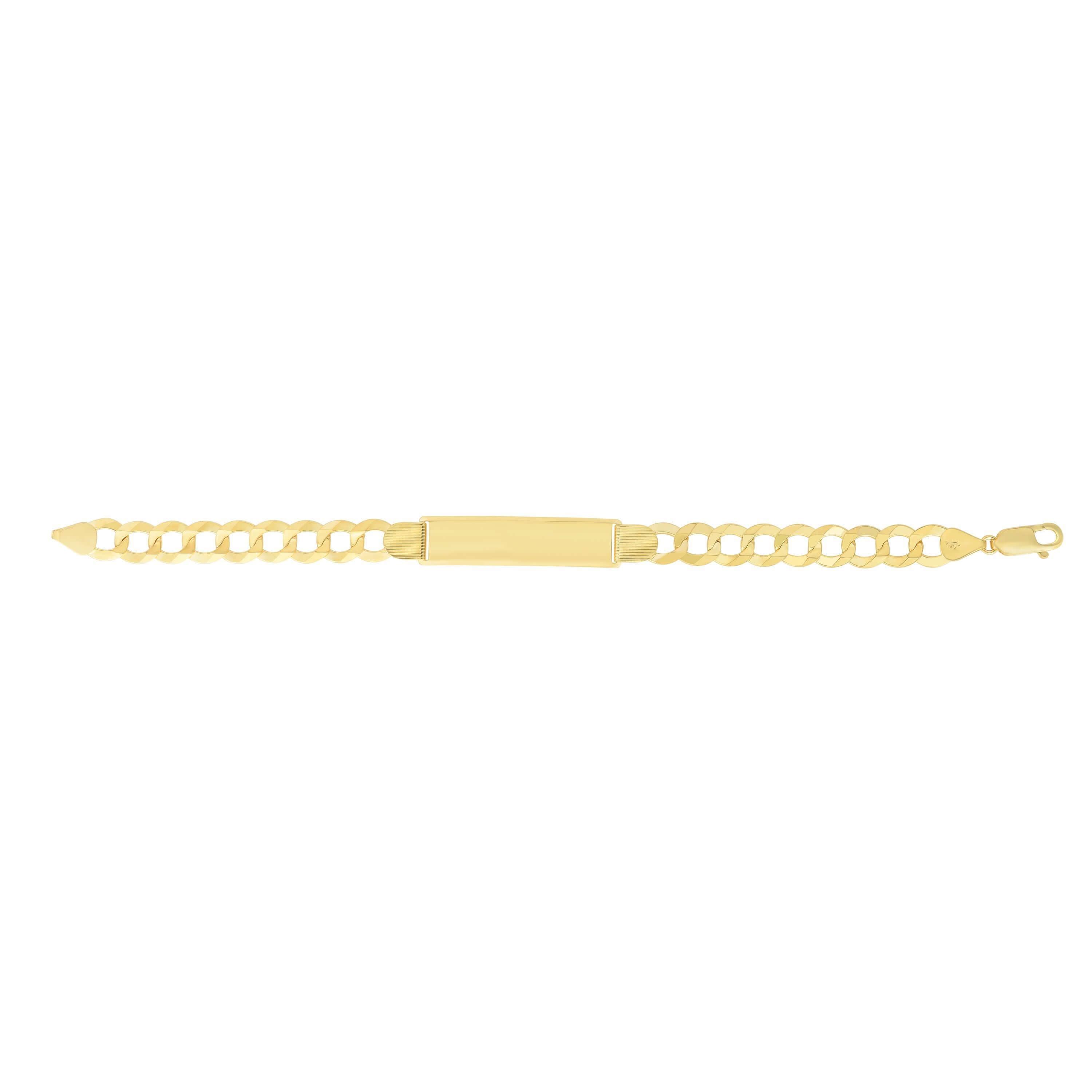 14kt Gold 8.5 inches Yellow Finish 10.7x45.3mm(CE),9.85mm(Ch) Polished Curb ID Bracelet with Lobster Clasp - Johnny Dang & Co