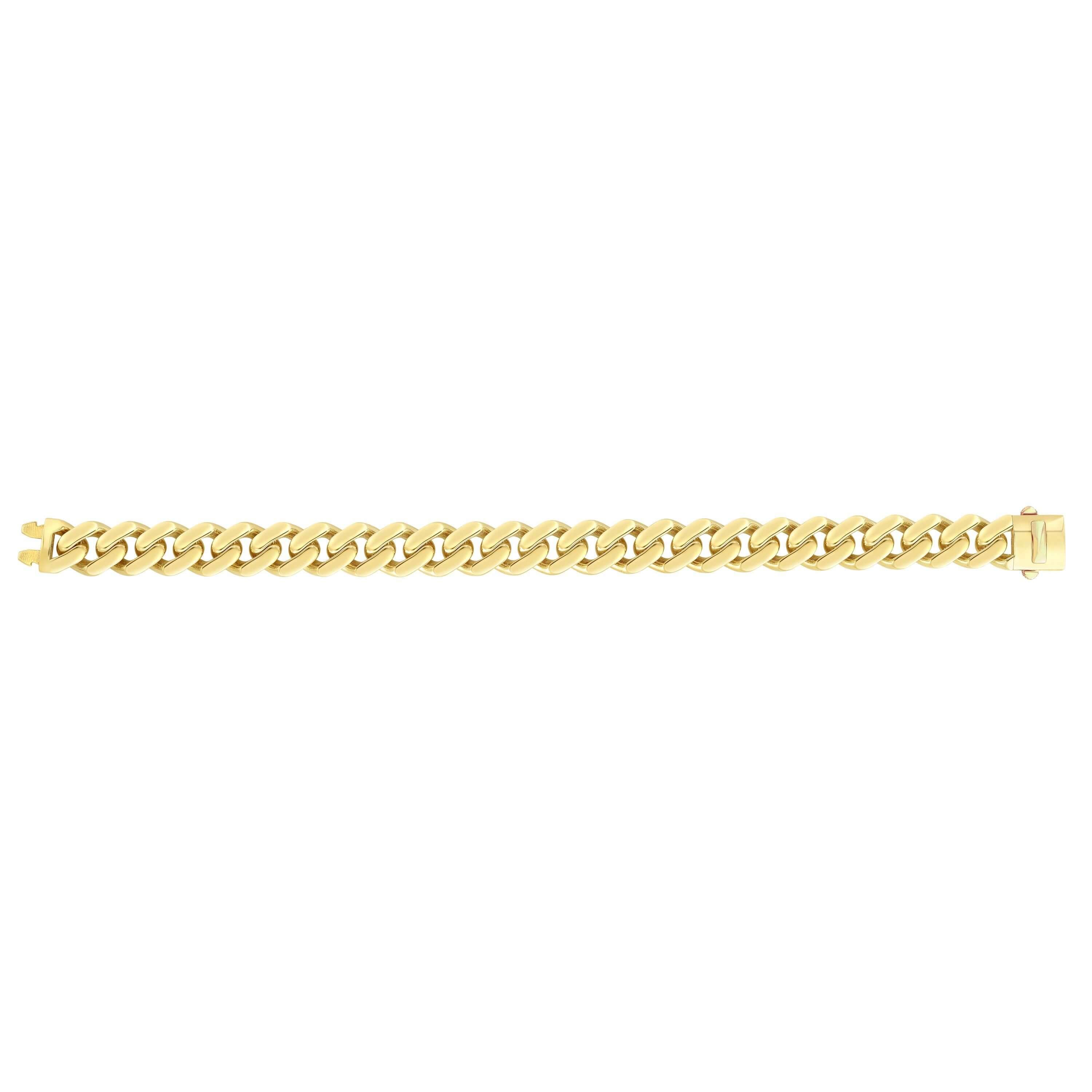 14kt Gold 7 inches Yellow Finish 11.3mm Polished Curb Link Bracelet with Box with Both Side Push Clasp - Johnny Dang & Co