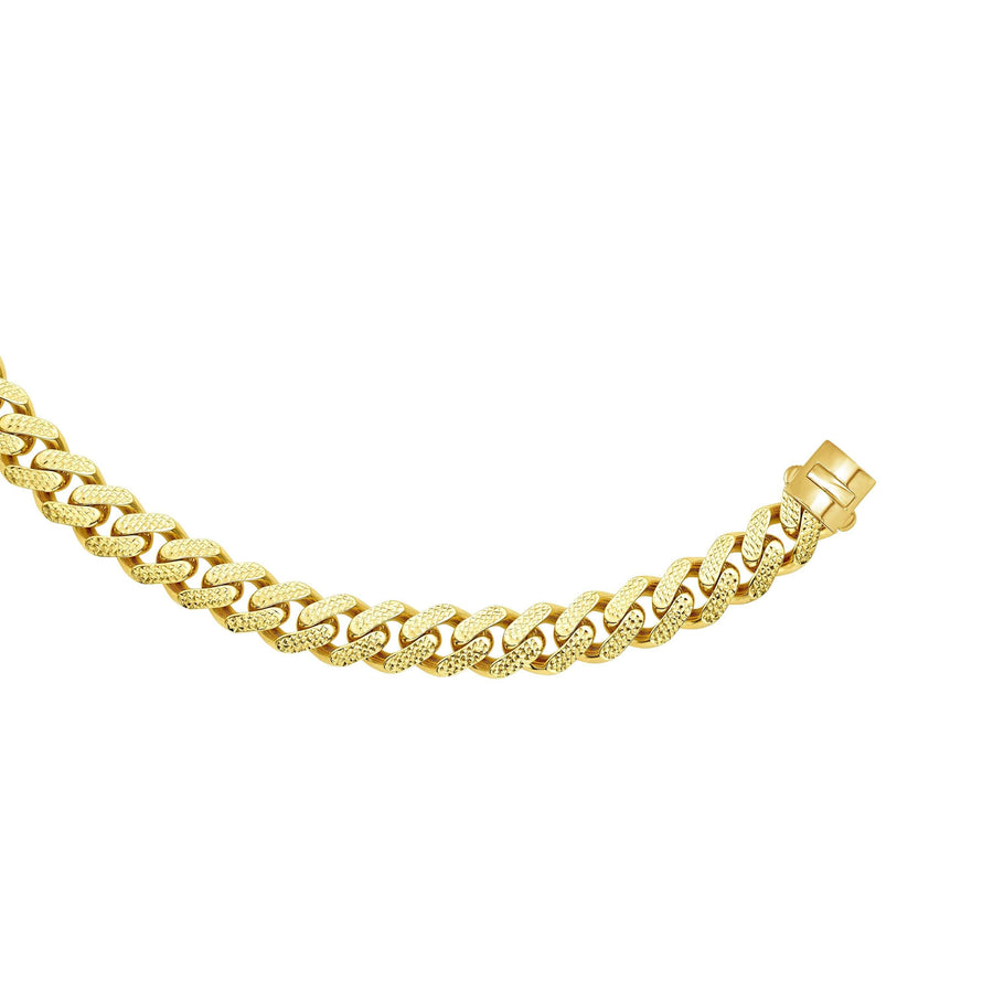 14kt Gold 24 inches Yellow Finish 13.5mm Yellow Pave Curb Link Chain with Box with Both Side Push Clasp - Johnny Dang & Co