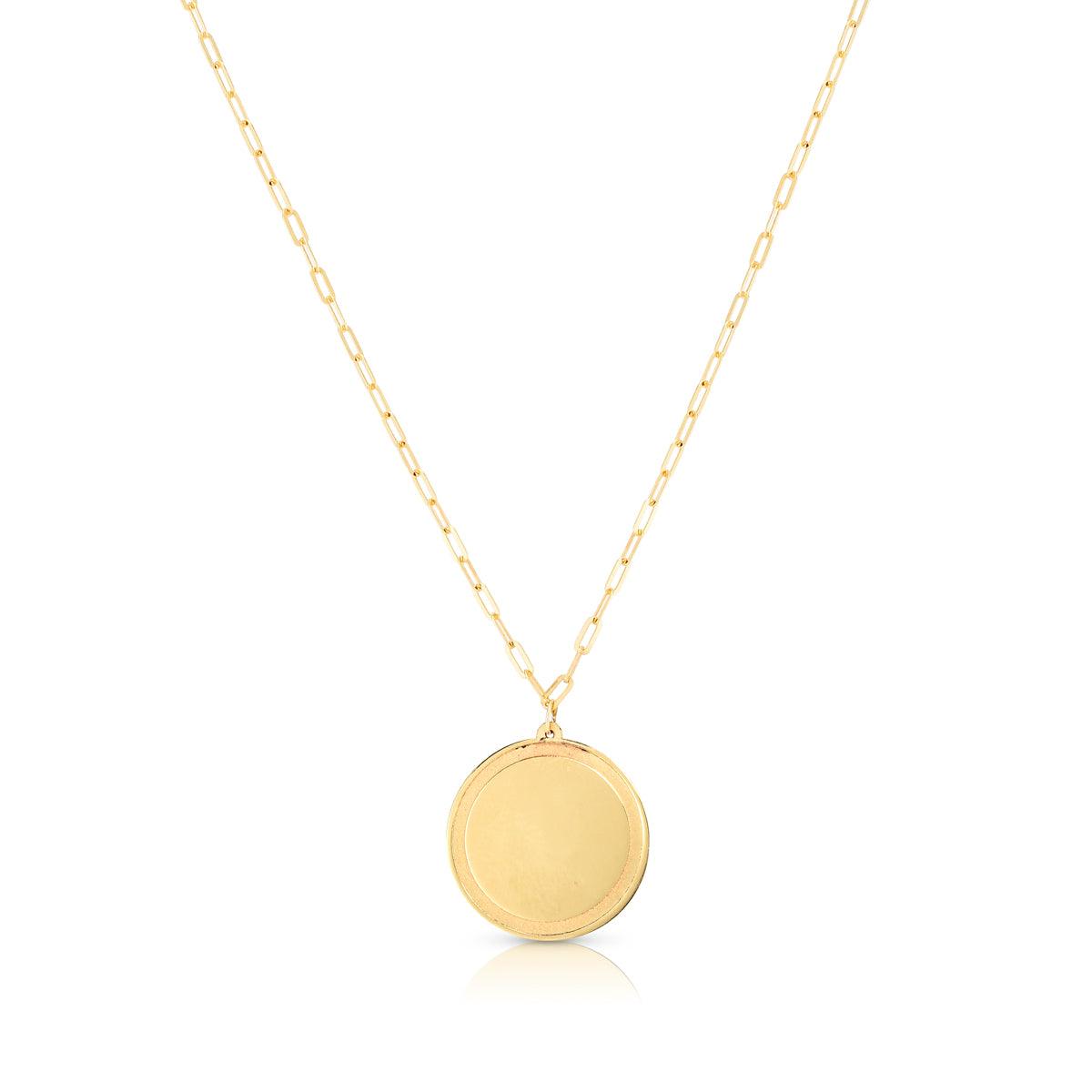 14K Gold Round Tag with Paperclip Chain - Johnny Dang & Co