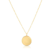 14K Gold Round Tag with Paperclip Chain - Johnny Dang & Co