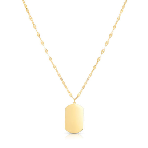 14K Gold Tag with Mirror Chain