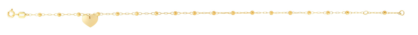 14K Gold Dangle Heart and Bead Station Anklet - Johnny Dang & Co