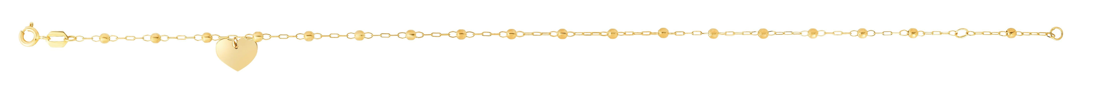 14K Gold Dangle Heart and Bead Station Anklet - Johnny Dang & Co
