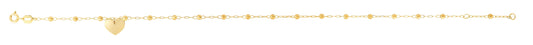 14K Gold Dangle Heart and Bead Station Anklet - Johnny Dang & Co