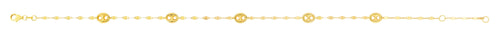 14K Gold Mirror Chain and Puffed Mariner Station Anklet