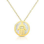 14kt Gold 16 inches Yellow Finish Chain:0.8mm+Center Round Pendant:11mm Shiny Fancy Necklace with 1 inches Extender Spring Ring Clasp - Johnny Dang & Co