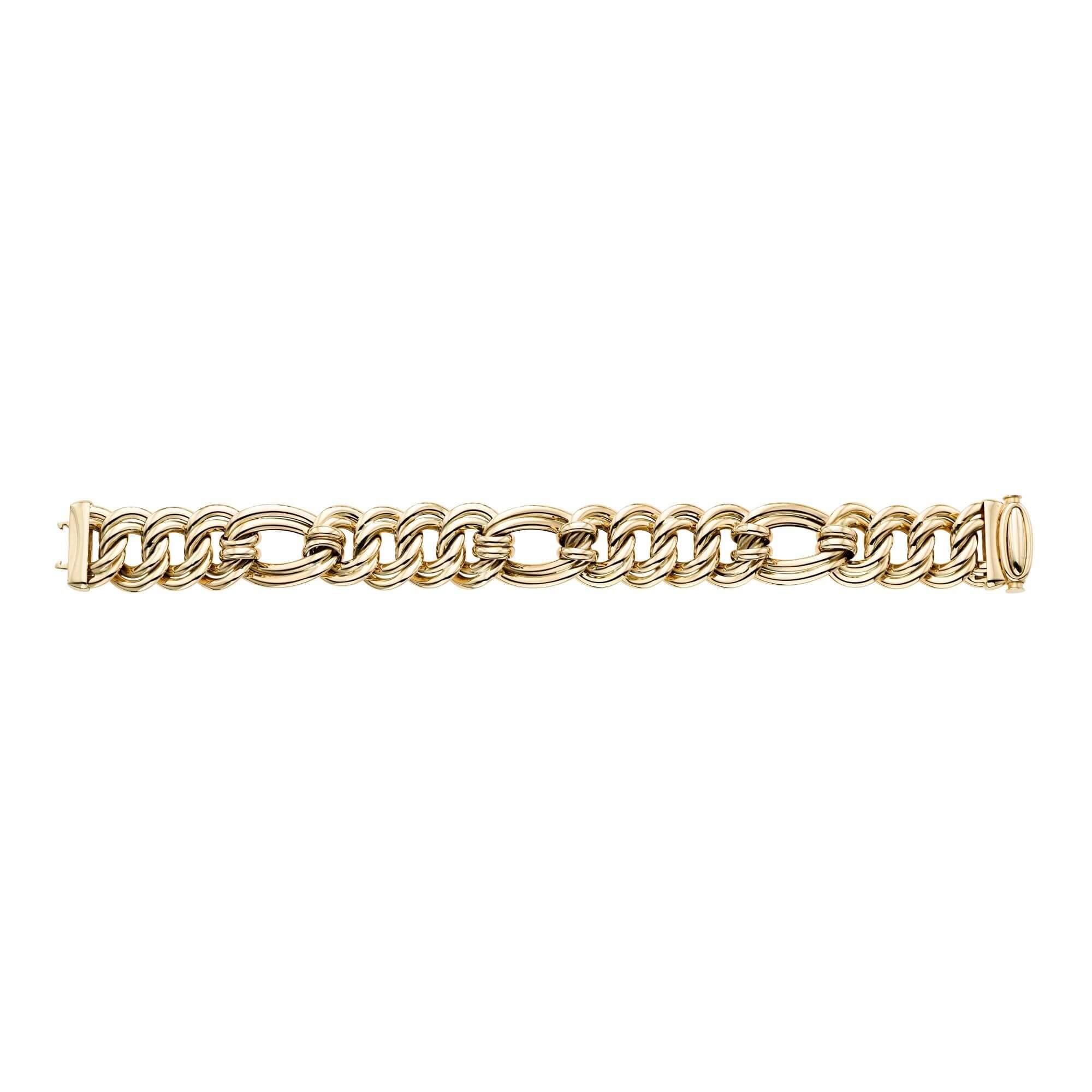 14kt Gold 7.5 inches Yellow Finish 17mm 3+1 Link Bracelet with Box Clasp - Johnny Dang & Co