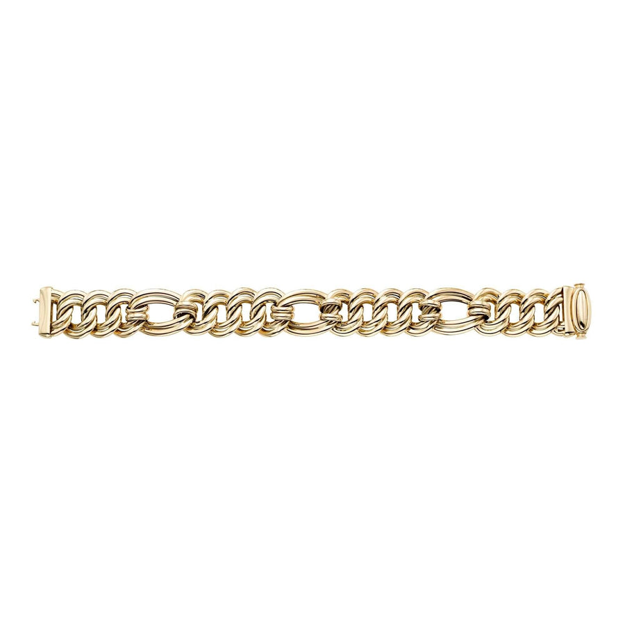 14kt Gold 7.5 inches Yellow Finish 17mm 3+1 Link Bracelet with Box Clasp - Johnny Dang & Co
