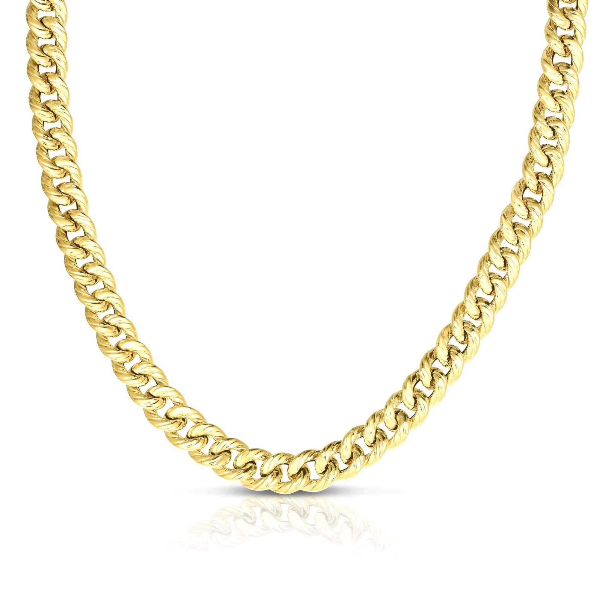 14kt Gold 7.75 inches Yellow Finish 11.2mm Fancy Curb Bracelet with Snap Clasp - Johnny Dang & Co