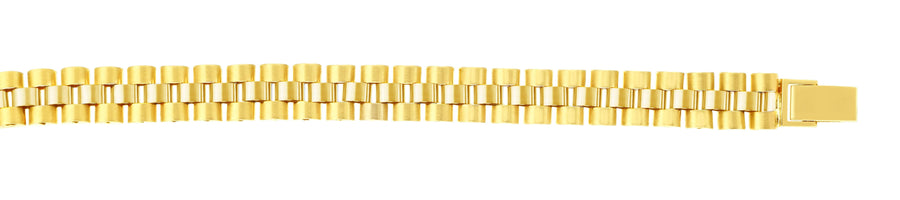 14kt Gold 8.5 inches Yellow Finish 9.3mm Satin Panther Bracelet with Snap Clasp - Johnny Dang & Co
