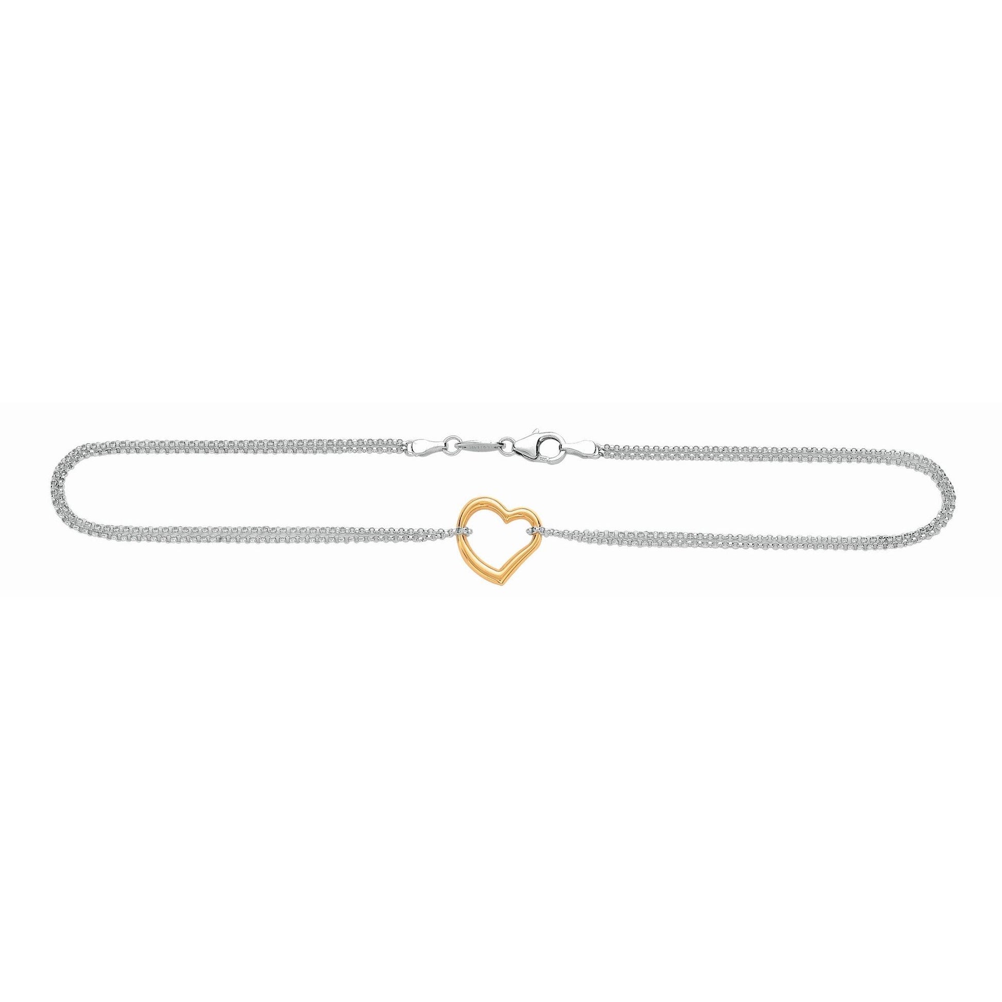 14K & Silver Heart Anklet - Johnny Dang & Co