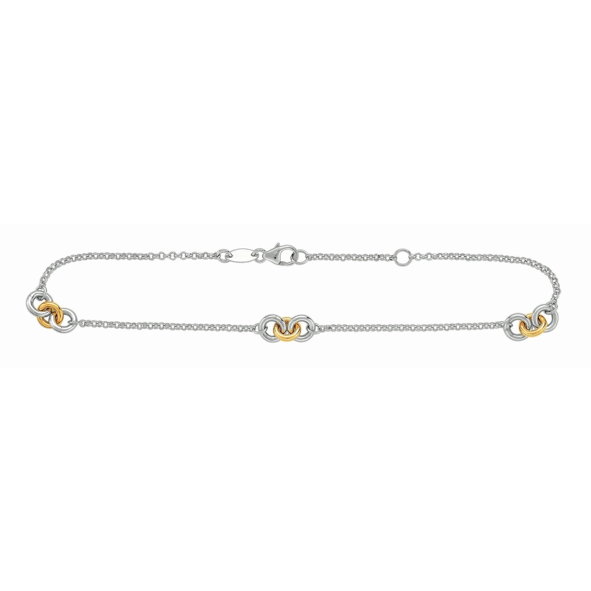 14K & Silver Stationed Circles Anklet - Johnny Dang & Co