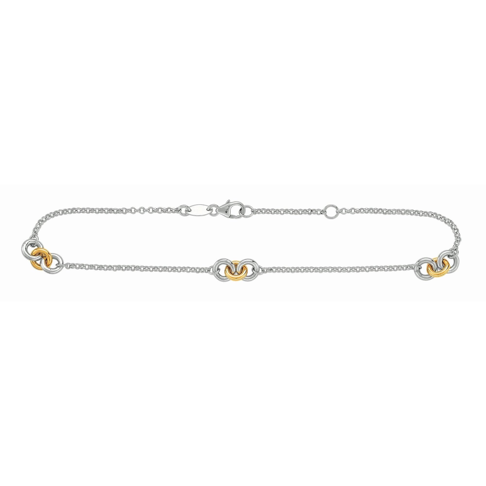 14K & Silver Stationed Circles Anklet - Johnny Dang & Co