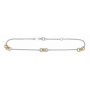 14K & Silver Stationed Circles Anklet - Johnny Dang & Co