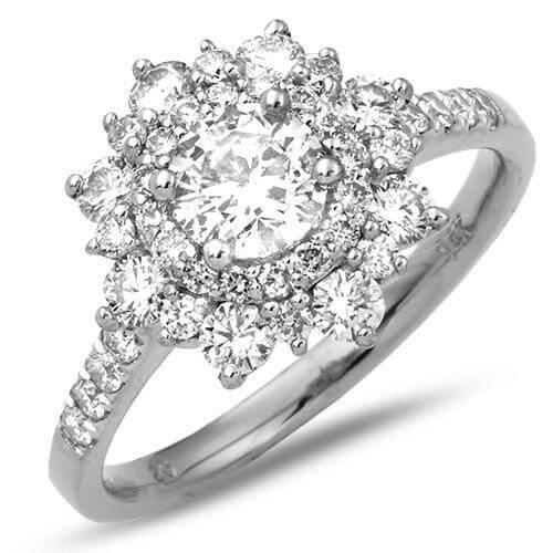 14KW 1.35CTW DIAMOND RING WITH POINTED DOUBLE HALO - Johnny Dang & Co