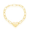 Sterling Silver Polished Heart Paperclip Bracelet - Gold Plated - Johnny Dang & Co
