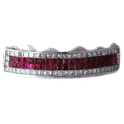 WHITE PRINCESS CUT DIAMONDS AND RED RUBY GRILL [TVJ_S103] - Johnny Dang & Co