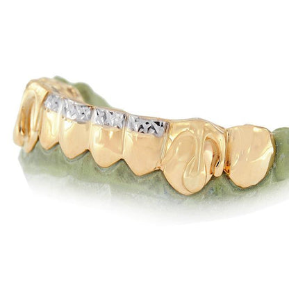 S161111-B-1 - 8 Teeth Solid Deep Cut Grill 2 Teeth with Dripping Gold - Johnny Dang & Co