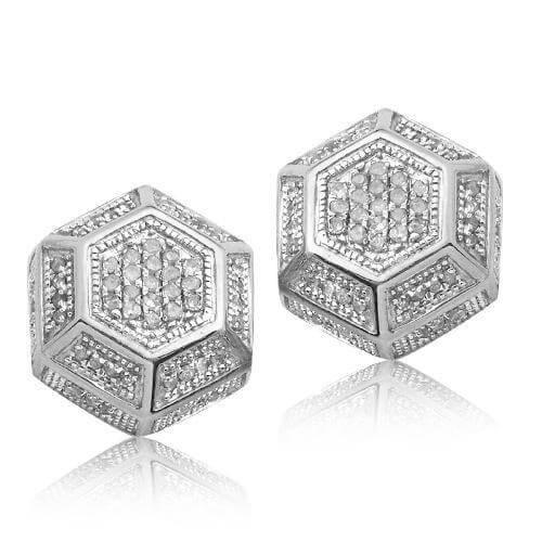 10KW 0.35CTW DIAMOND HEXAGON EARRINGS - Johnny Dang & Co
